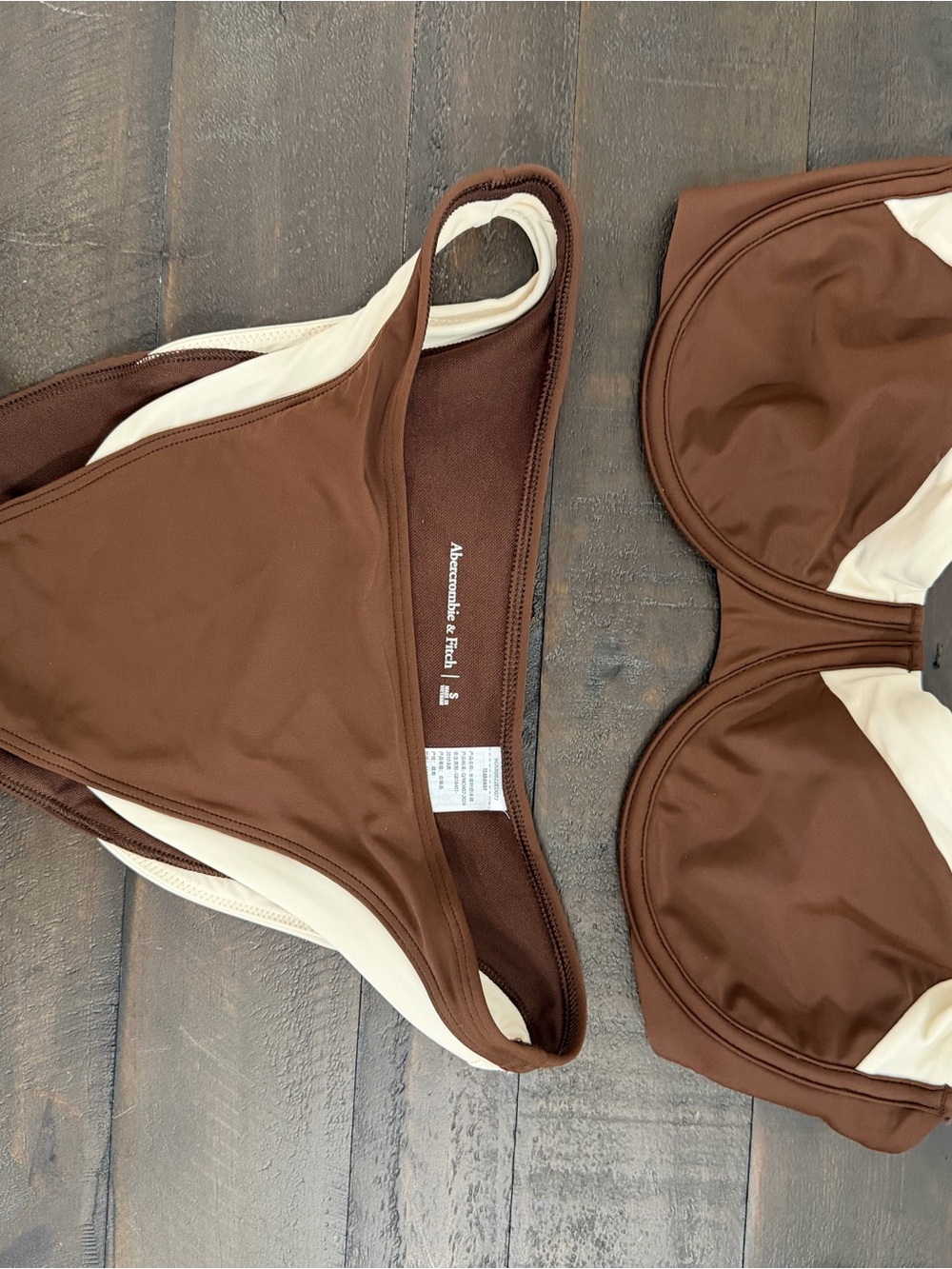 Abercrombie & Fitch Brown Bikini with Cream Accents-small